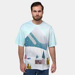 Футболка оверсайз мужская Зимние горы - минимализм, цвет: 3D-принт — фото 2