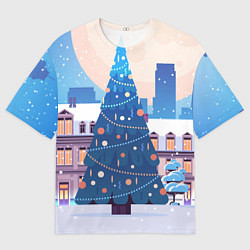 Футболка оверсайз мужская Новогодняя елочка, цвет: 3D-принт