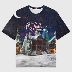 Футболка оверсайз мужская С новым годом - новогодняя ночь, цвет: 3D-принт