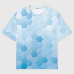 Футболка оверсайз мужская Светло-синяя текстура-паттерн, цвет: 3D-принт