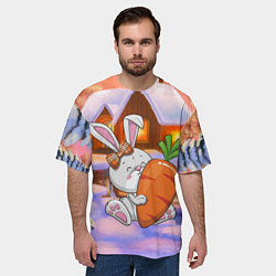 Футболка оверсайз мужская Зайчик с большой морковью, цвет: 3D-принт — фото 2