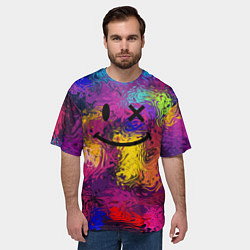 Футболка оверсайз мужская Смайлик с брызгами краски, цвет: 3D-принт — фото 2