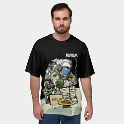 Футболка оверсайз мужская NASA - Help! Astronaut - Joke, цвет: 3D-принт — фото 2