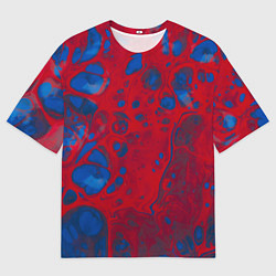 Футболка оверсайз мужская Красно-синие разводы, цвет: 3D-принт