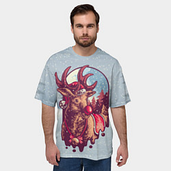 Футболка оверсайз мужская Олень Новогодний, цвет: 3D-принт — фото 2