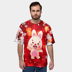 Футболка оверсайз мужская Зайчик и снегопад, цвет: 3D-принт — фото 2