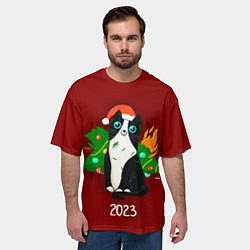 Футболка оверсайз мужская Символ кота, цвет: 3D-принт — фото 2