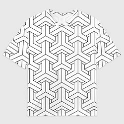 Футболка оверсайз мужская Мозаичный чёрно-белый паттерн, цвет: 3D-принт