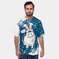 Футболка оверсайз мужская Новогодний кот Бендер - 2023, цвет: 3D-принт — фото 2