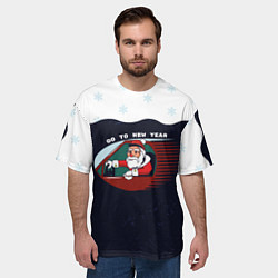 Футболка оверсайз мужская Дед мороз едет в новый год, цвет: 3D-принт — фото 2