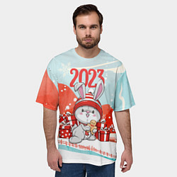 Футболка оверсайз мужская Зайка Новый год, цвет: 3D-принт — фото 2
