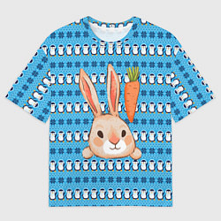 Футболка оверсайз мужская Заяц и морковка, цвет: 3D-принт