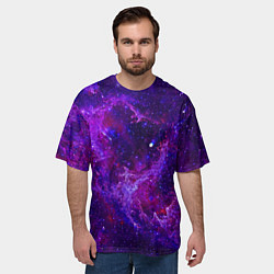 Футболка оверсайз мужская Неоновый космос и звезды, цвет: 3D-принт — фото 2