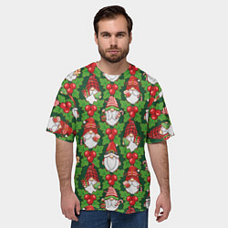 Футболка оверсайз мужская Новогодние гномы - паттерн, цвет: 3D-принт — фото 2