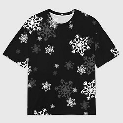 Футболка оверсайз мужская Новогодние снежинки, цвет: 3D-принт