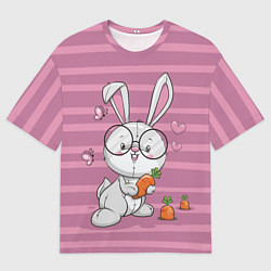 Футболка оверсайз мужская Зайка в очках с морковкой, цвет: 3D-принт