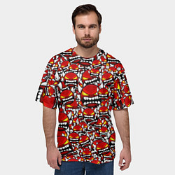 Футболка оверсайз мужская Геометри Даш демоны паттерн, цвет: 3D-принт — фото 2