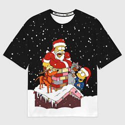 Футболка оверсайз мужская Симпсоны новогодний, цвет: 3D-принт