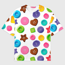 Футболка оверсайз мужская Разноцветные пуговицы - паттерн, цвет: 3D-принт