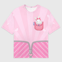 Футболка оверсайз мужская Маленькая зайка в кармане, цвет: 3D-принт