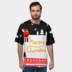 Футболка оверсайз мужская Merry christmas - Санта Клаус, цвет: 3D-принт — фото 2