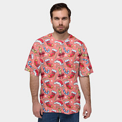 Футболка оверсайз мужская Christmas pattern, цвет: 3D-принт — фото 2