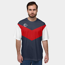 Футболка оверсайз мужская FIRM темно-синий с красной полосой, цвет: 3D-принт — фото 2