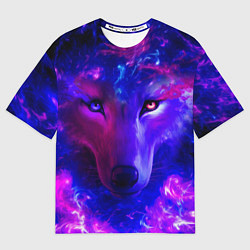 Футболка оверсайз мужская Волшебный звездный волк, цвет: 3D-принт