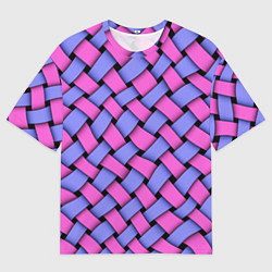 Футболка оверсайз мужская Фиолетово-сиреневая плетёнка - оптическая иллюзия, цвет: 3D-принт
