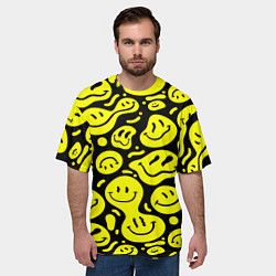 Футболка оверсайз мужская Кислотный желтый смайлик, цвет: 3D-принт — фото 2
