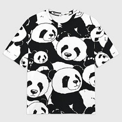 Мужская футболка оверсайз С пандами паттерн