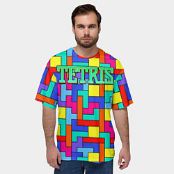 Футболка оверсайз мужская Тетрис - паттерн, цвет: 3D-принт — фото 2