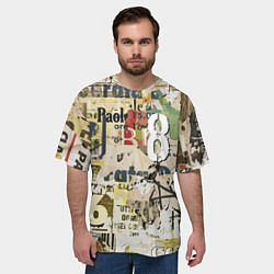 Футболка оверсайз мужская Восьмёрка на фоне рваных афиш, цвет: 3D-принт — фото 2