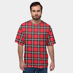 Футболка оверсайз мужская Красная шотландская клетка, цвет: 3D-принт — фото 2