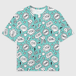 Футболка оверсайз мужская Пузыри и надписи комиксов, цвет: 3D-принт