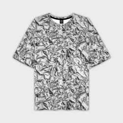 Мужская футболка оверсайз Текстура мятой алюминиевой фольги