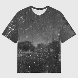 Мужская футболка оверсайз Абстрактная тьма и следы белой краски