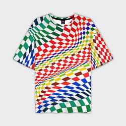 Мужская футболка оверсайз Разноцветная оптическая иллюзия