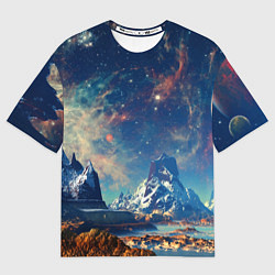 Футболка оверсайз мужская Горы и бескрайний космос, цвет: 3D-принт