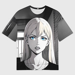 Футболка оверсайз мужская Нейросеть - аниме блондинка, цвет: 3D-принт