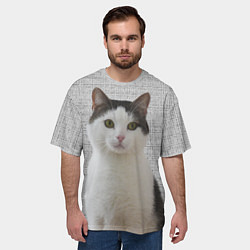 Футболка оверсайз мужская Задумчивый котик, цвет: 3D-принт — фото 2