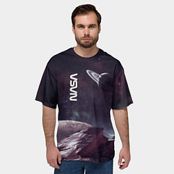 Футболка оверсайз мужская Космический пейзаж - Saturn - Nasa, цвет: 3D-принт — фото 2