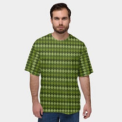 Футболка оверсайз мужская Милитари ромб с полоской, цвет: 3D-принт — фото 2