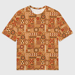 Футболка оверсайз мужская Этнический рисунок с костями, цвет: 3D-принт