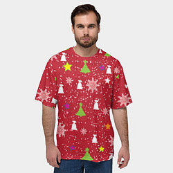 Футболка оверсайз мужская Red new year, цвет: 3D-принт — фото 2