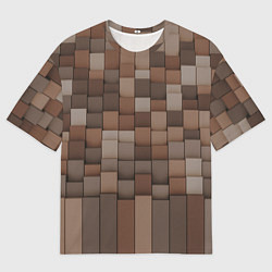 Футболка оверсайз мужская Геометрические тёмные прямоугольники и кубы, цвет: 3D-принт