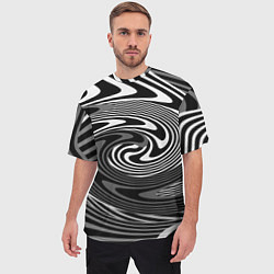Футболка оверсайз мужская Black and white abstract pattern, цвет: 3D-принт — фото 2