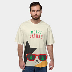 Футболка оверсайз мужская Meowy catwas, цвет: 3D-принт — фото 2