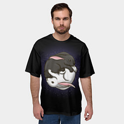 Футболка оверсайз мужская Кролики Инь-Янь, цвет: 3D-принт — фото 2