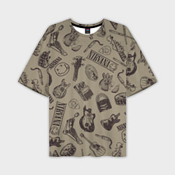 Футболка оверсайз мужская Nirvana crash guitar beige, цвет: 3D-принт